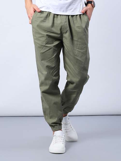 men solid mid rise jogger - 21987205 -  Standard Image - 0