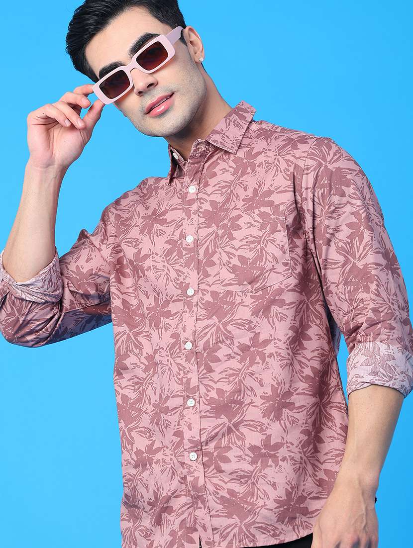 men printed long sleeve regular fit casual shirt