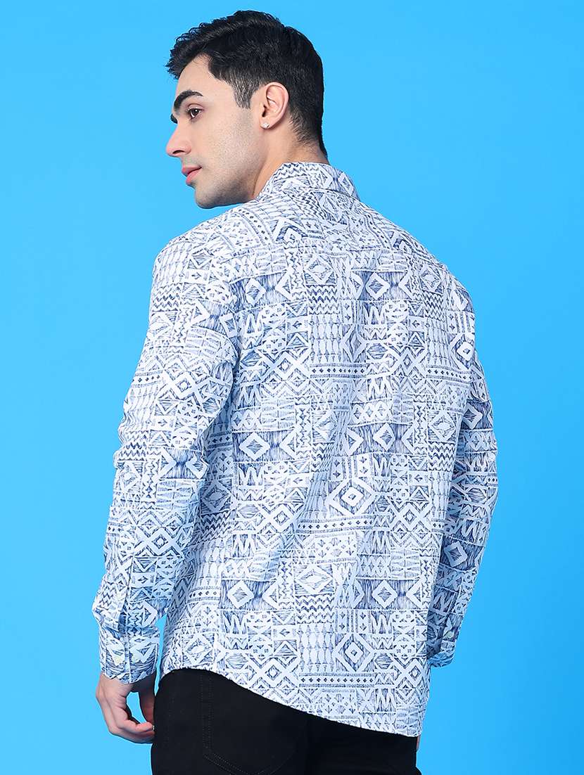 men printed long sleeve regular fit casual shirt - 21987218 -  Standard Image - 3