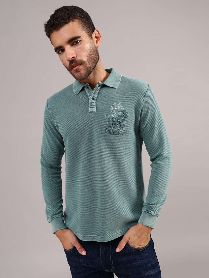 men long sleeve regular fit polo t-shirt