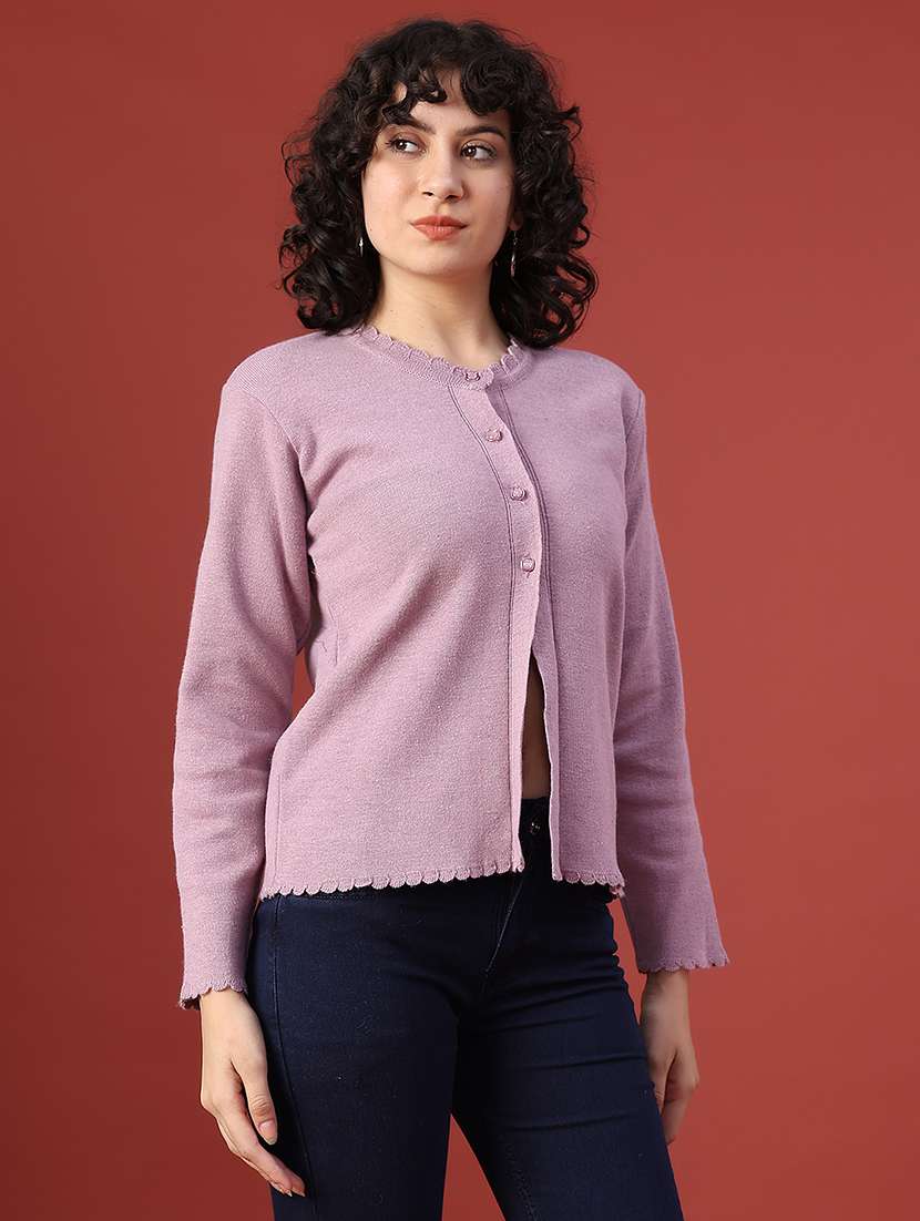 women solid long sleeve cardigan - 21987265 -  Standard Image - 3