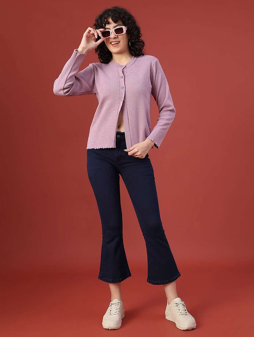 women solid long sleeve cardigan - 21987265 -  Standard Image - 5