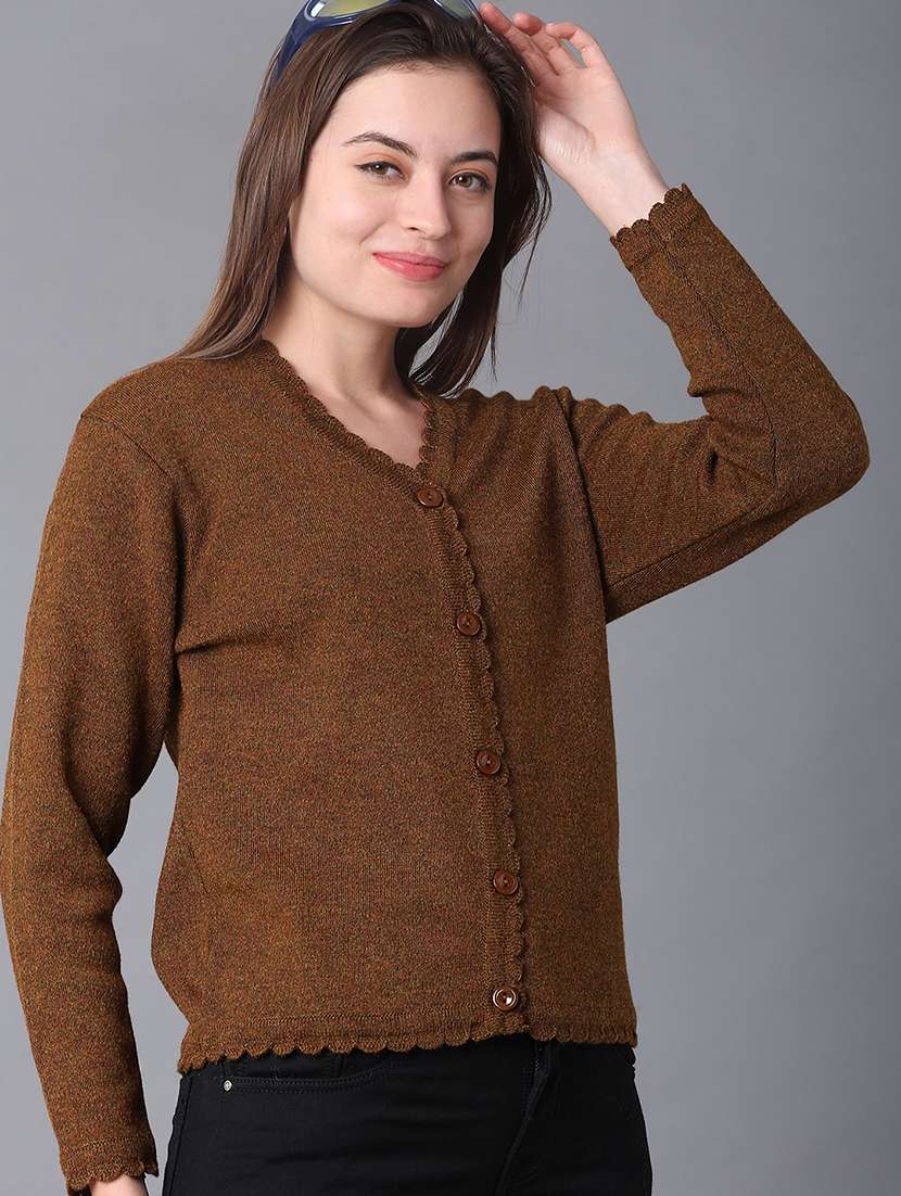 women solid long sleeve cardigan