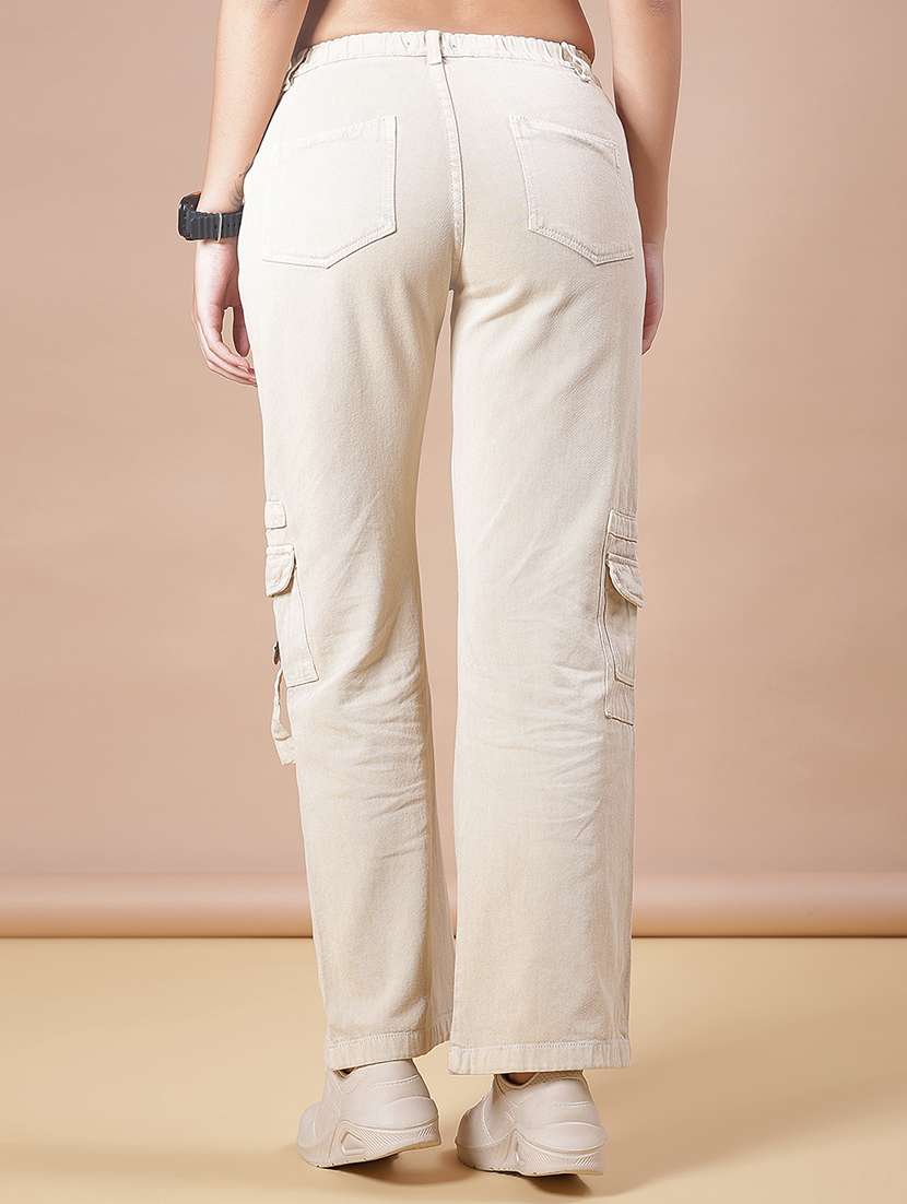 women solid mid rise regular fit cargo - 21987294 -  Standard Image - 3