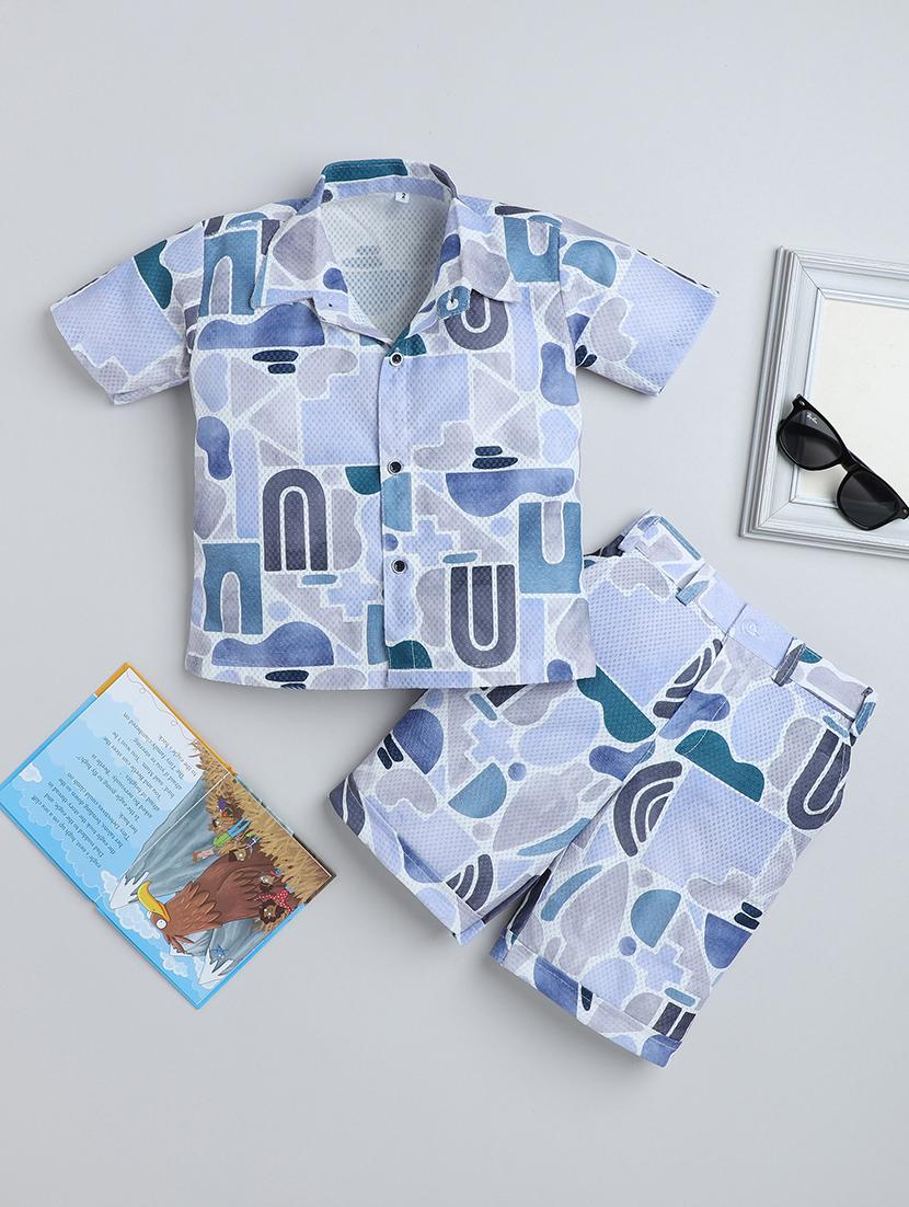 light blue cotton blend shorts set coords - 21987314 - Zoom Image - 0