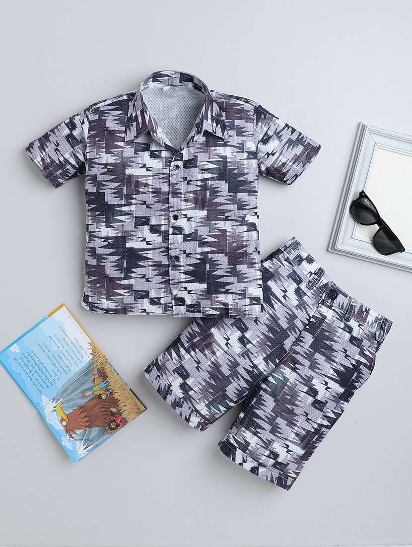 mauve cotton blend shorts set coords - 21987315 - Zoom Image - 0