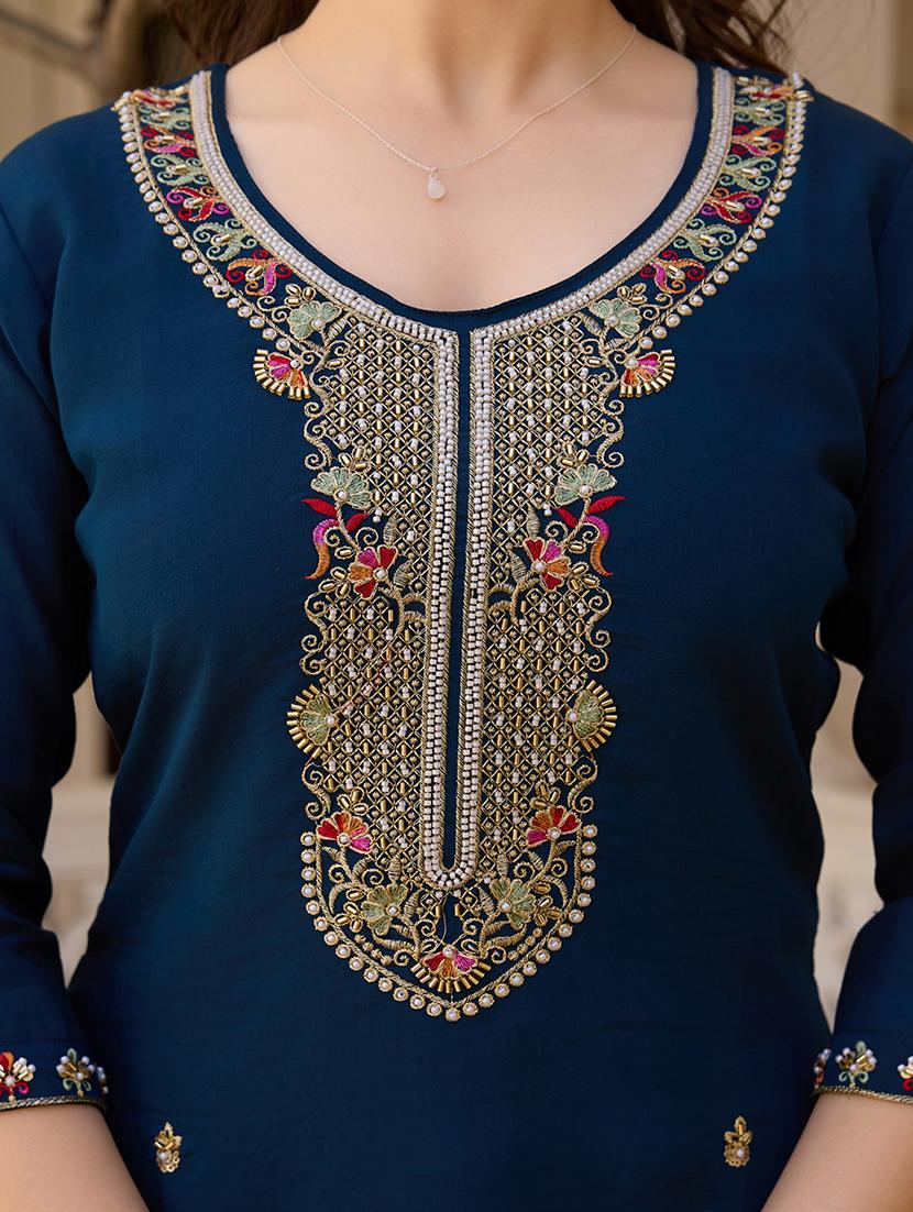women three quarter sleeve kurta pant with dupatta set - 21987333 - Standard Image - 5