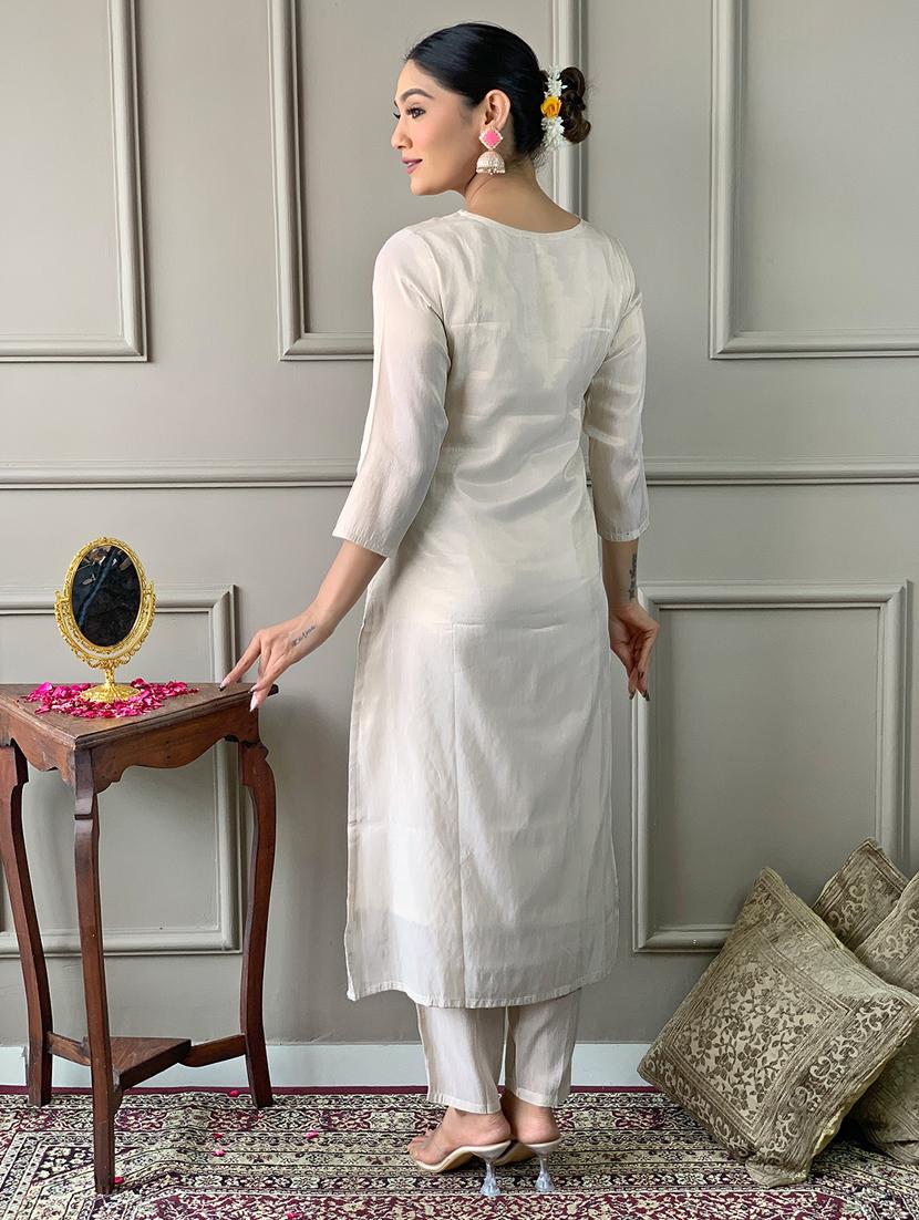 women three quarter sleeve kurta pant with dupatta set - 21987337 - Standard Image - 3