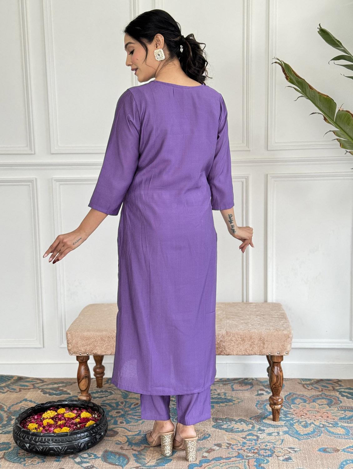 women three quarter sleeve kurta pant with dupatta set - 21987341 - Standard Image - 3