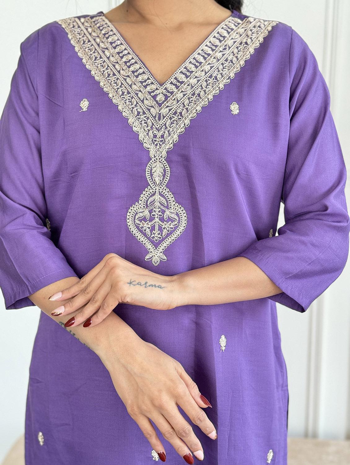 women three quarter sleeve kurta pant with dupatta set - 21987341 - Standard Image - 5