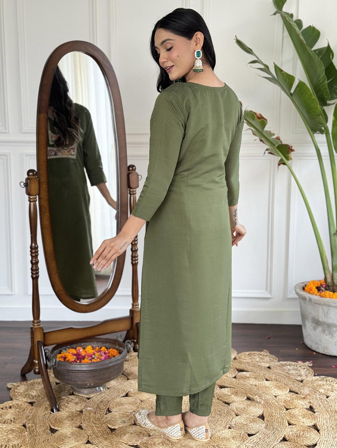women three quarter sleeve kurta pant with dupatta set - 21987342 - Standard Image - 3