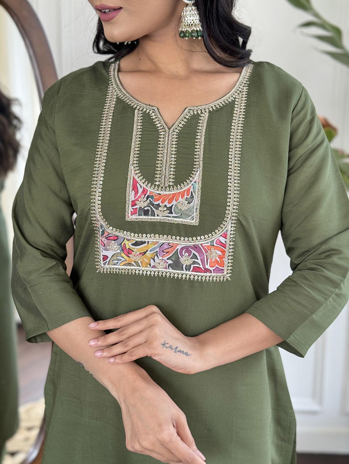 women three quarter sleeve kurta pant with dupatta set - 21987342 - Standard Image - 5