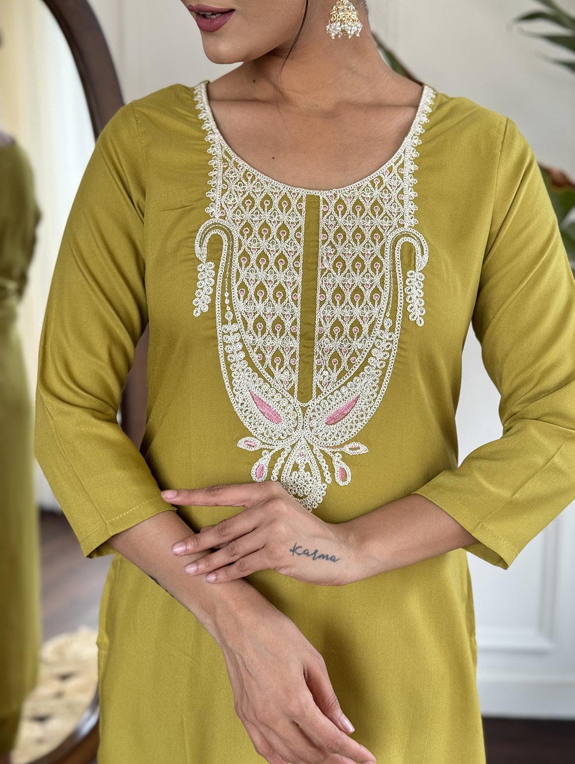 women three quarter sleeve kurta pant with dupatta set - 21987350 - Standard Image - 5