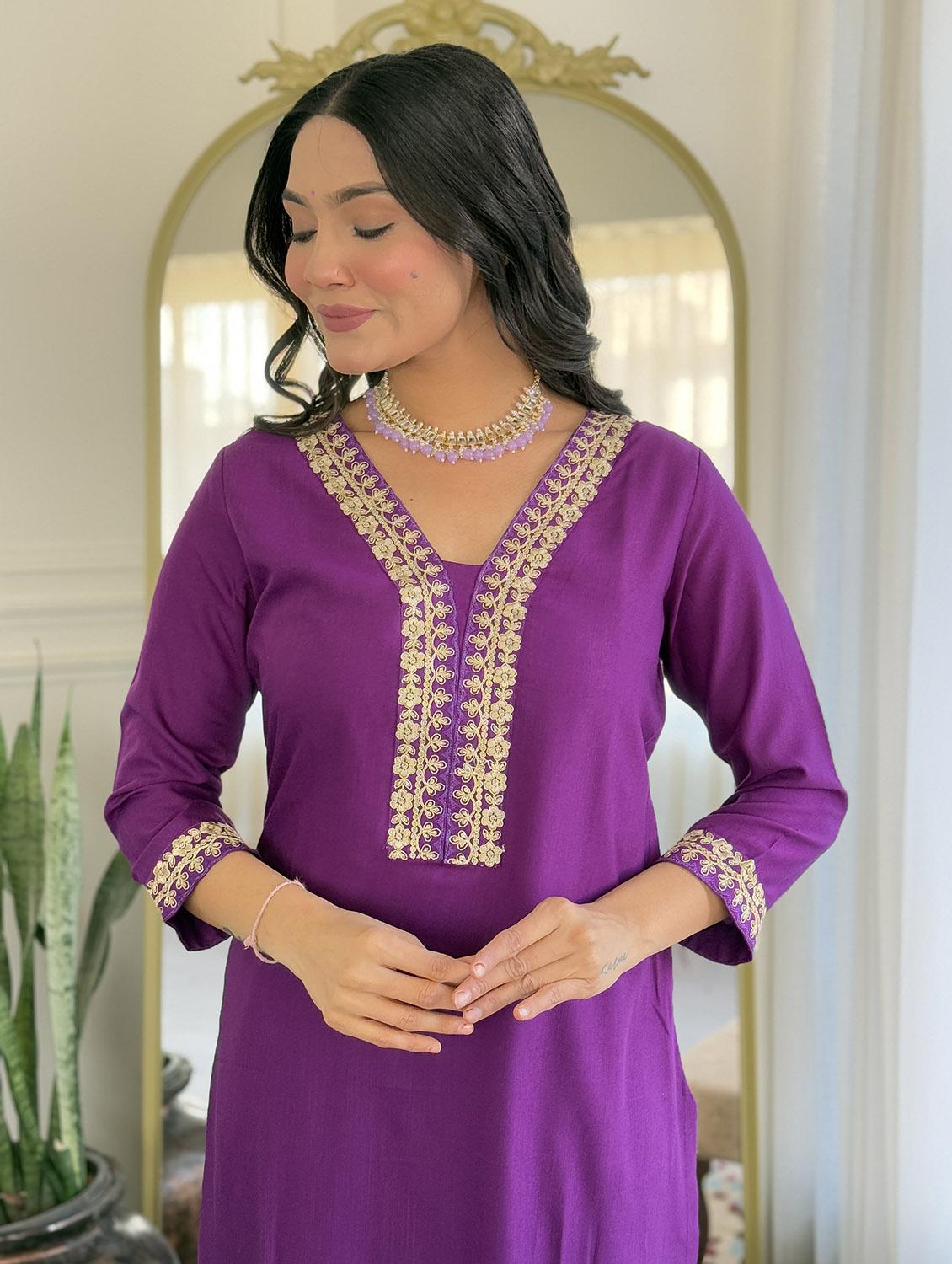 women three quarter sleeve kurta pant with dupatta set - 21987353 - Standard Image - 3