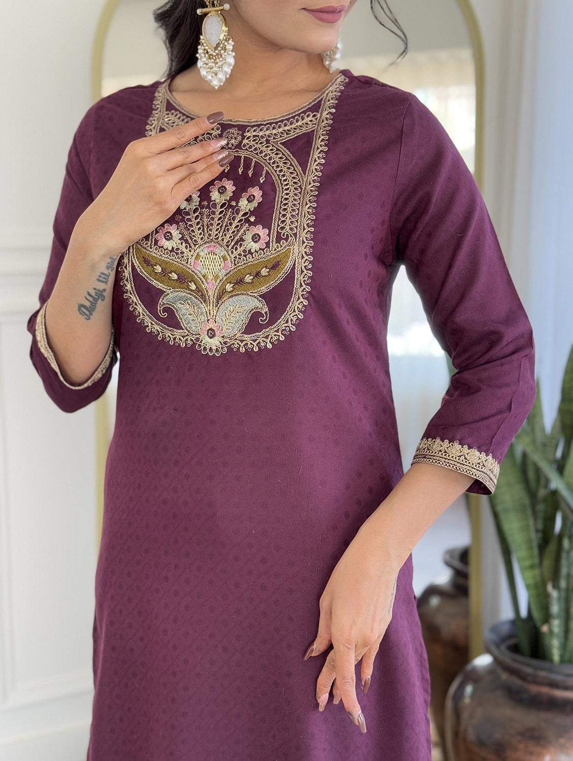 women three quarter sleeve kurta pant with dupatta set - 21987358 - Standard Image - 5
