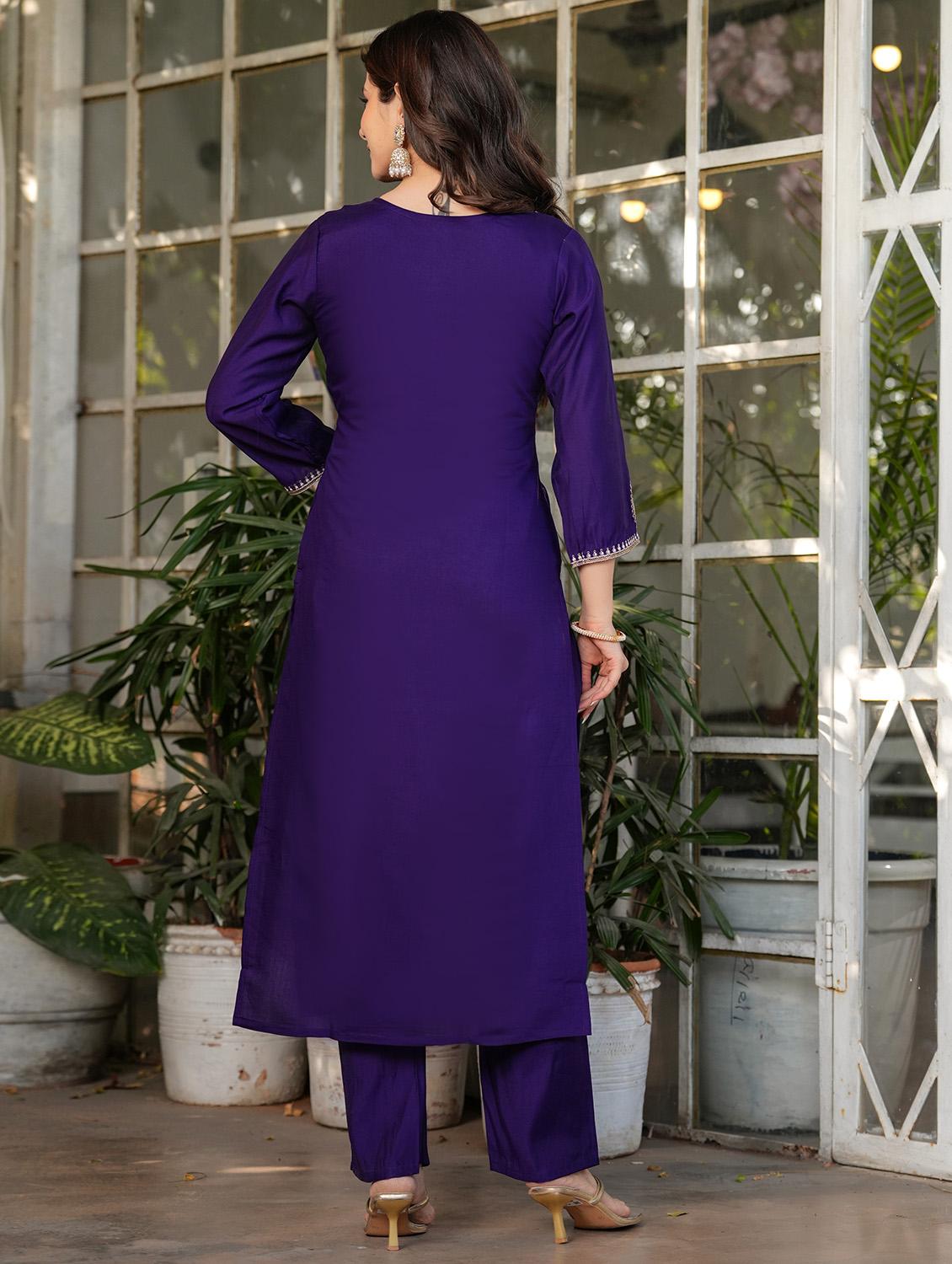 women three quarter sleeve kurta pant with dupatta set - 21987363 - Standard Image - 3