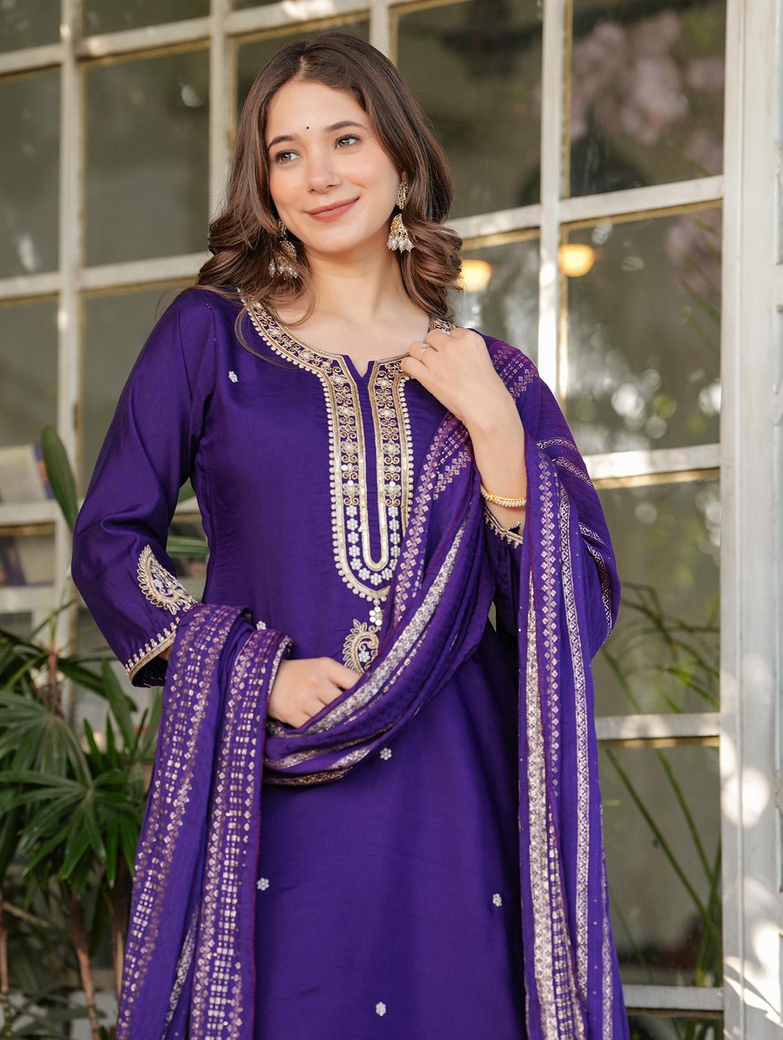 women three quarter sleeve kurta pant with dupatta set - 21987363 - Standard Image - 5