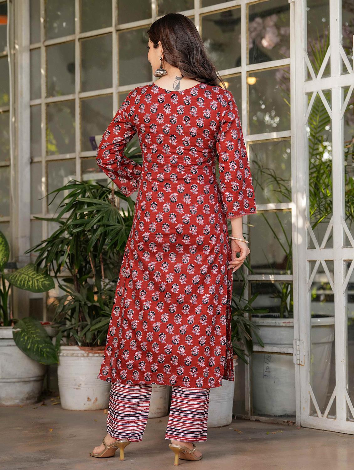 women three quarter sleeve kurta pant with dupatta set - 21987375 - Standard Image - 3