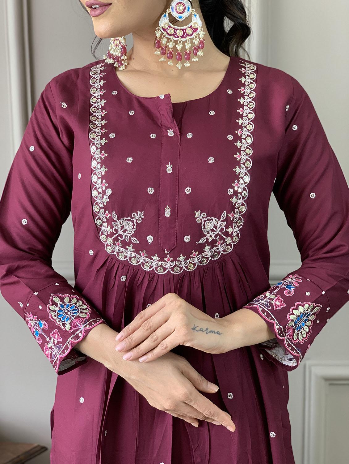 women three quarter sleeve kurta pant with dupatta set - 21987377 - Standard Image - 5
