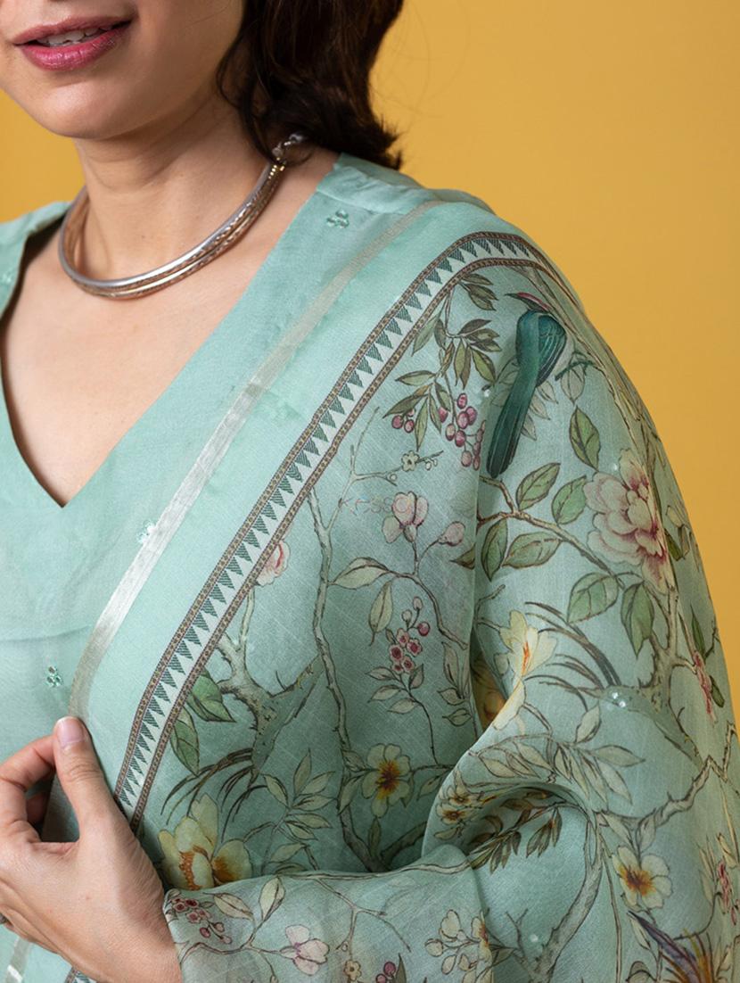 women three quarter sleeve kurta pant with dupatta set - 21987383 - Standard Image - 5