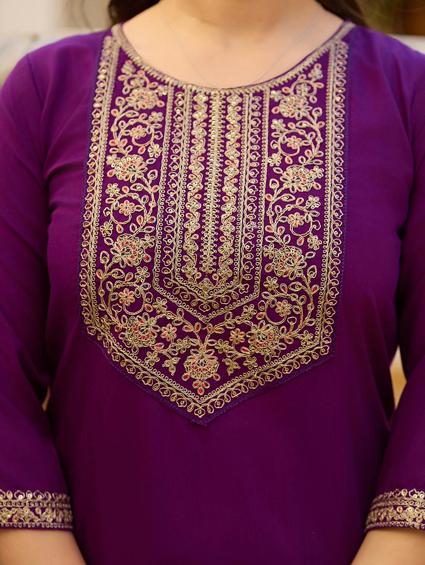 women three quarter sleeve kurta pant with dupatta set - 21987387 - Standard Image - 5