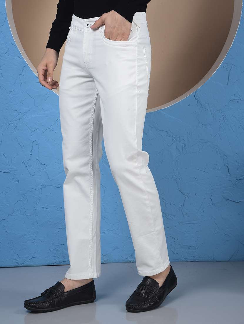 men plain mid rise full length straight fit jeans - 21987401 -  Standard Image - 3
