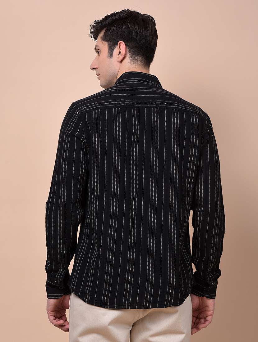men striped long sleeve slim fit casual shirt - 21987433 -  Standard Image - 3