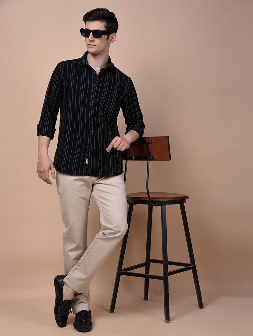 men striped long sleeve slim fit casual shirt - 21987433 -  Standard Image - 5