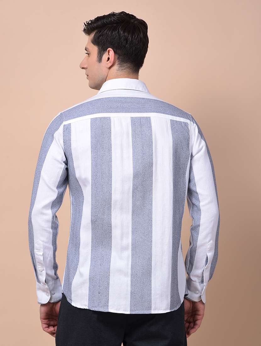 men striped long sleeve regular fit casual shirt - 21987443 - Standard Image - 3