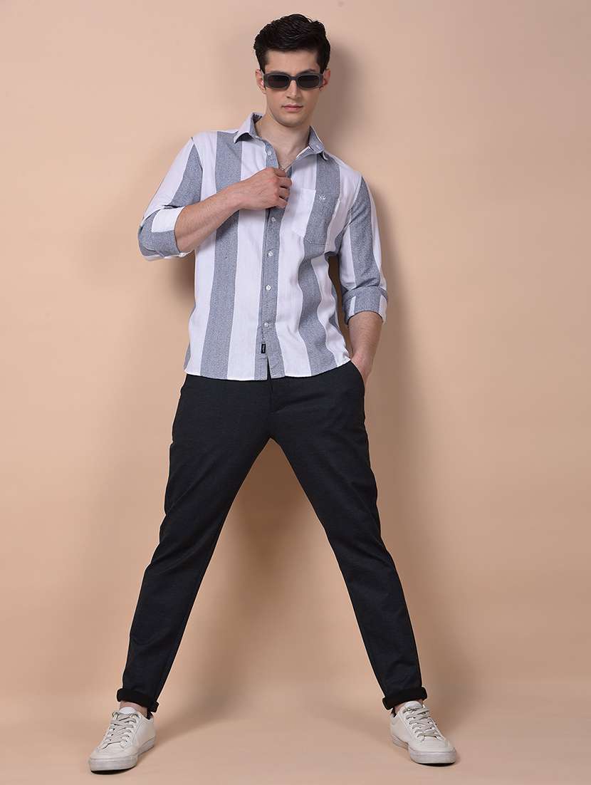 men striped long sleeve regular fit casual shirt - 21987443 - Standard Image - 5