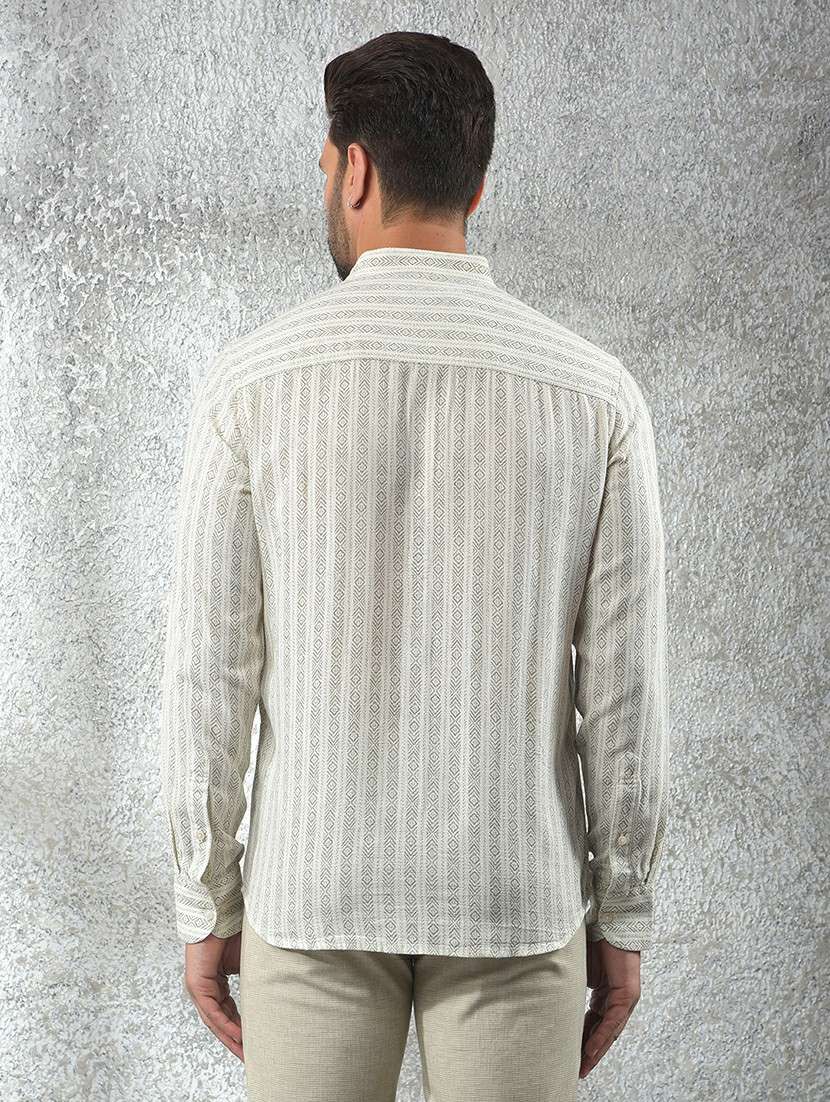 men printed long sleeve slim fit casual shirt - 21987482 -  Standard Image - 3