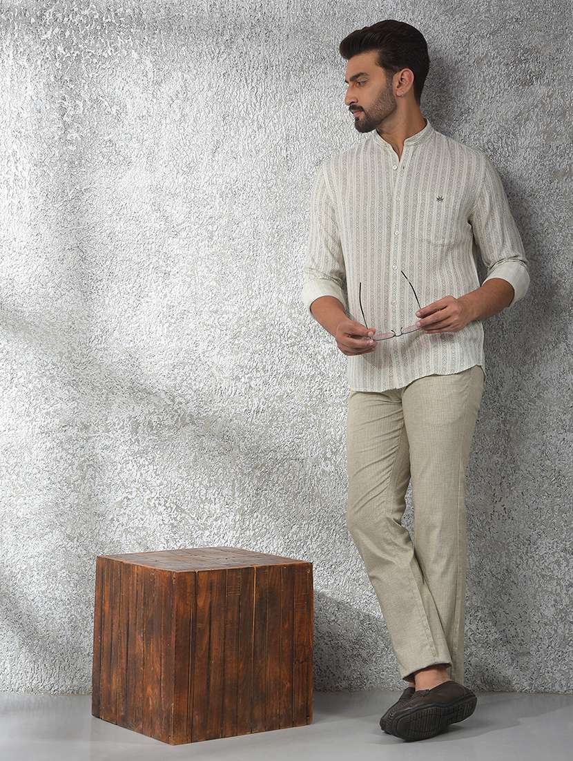 men printed long sleeve slim fit casual shirt - 21987482 -  Standard Image - 5