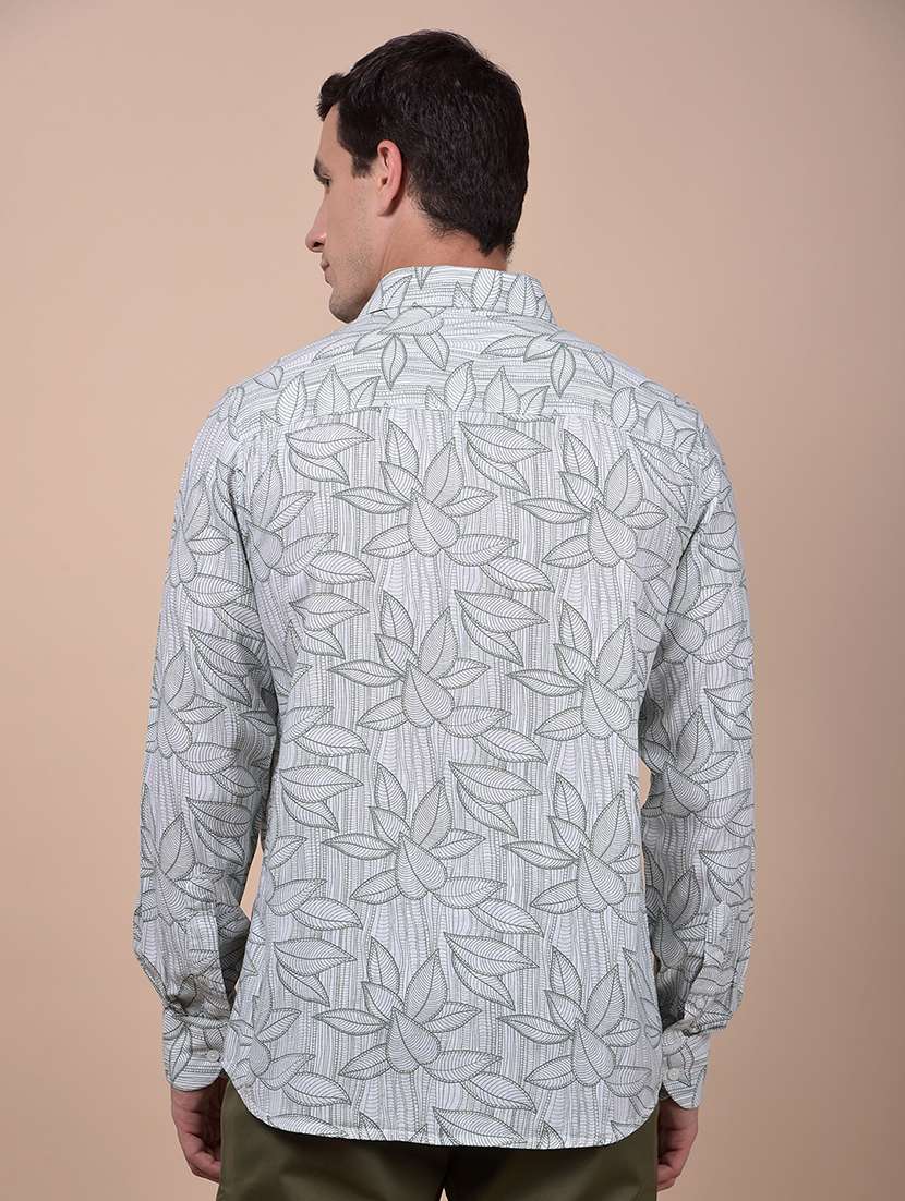 men printed long sleeve slim fit casual shirt - 21987490 -  Standard Image - 3