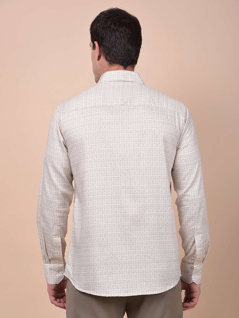 men printed long sleeve slim fit casual shirt - 21987520 -  Standard Image - 3