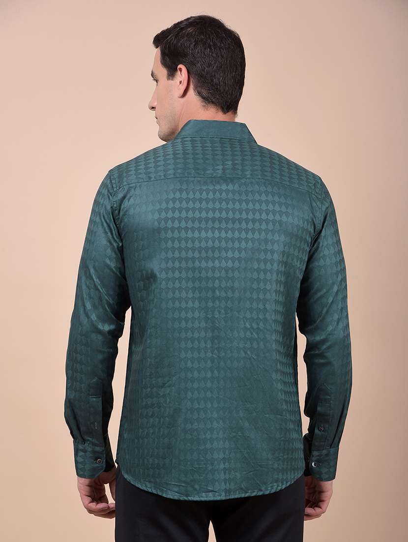 men self design long sleeve slim fit casual shirt - 21987531 -  Standard Image - 3