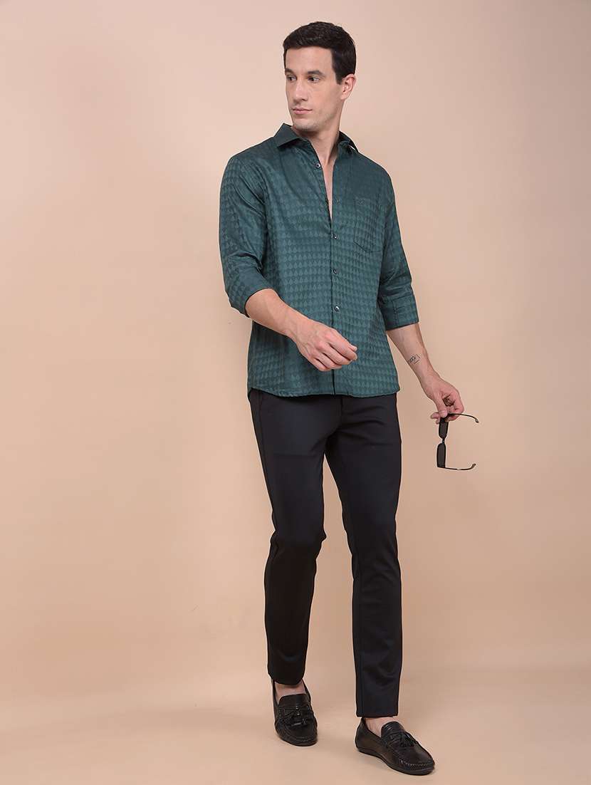 men self design long sleeve slim fit casual shirt - 21987531 -  Standard Image - 5