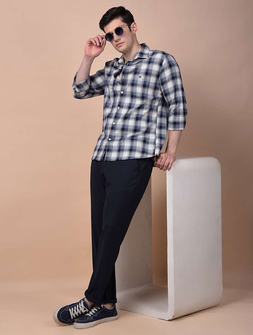Men Checkered Mid Rise Flat Front Casual Chinos - 21987532 -  Standard Image - 5