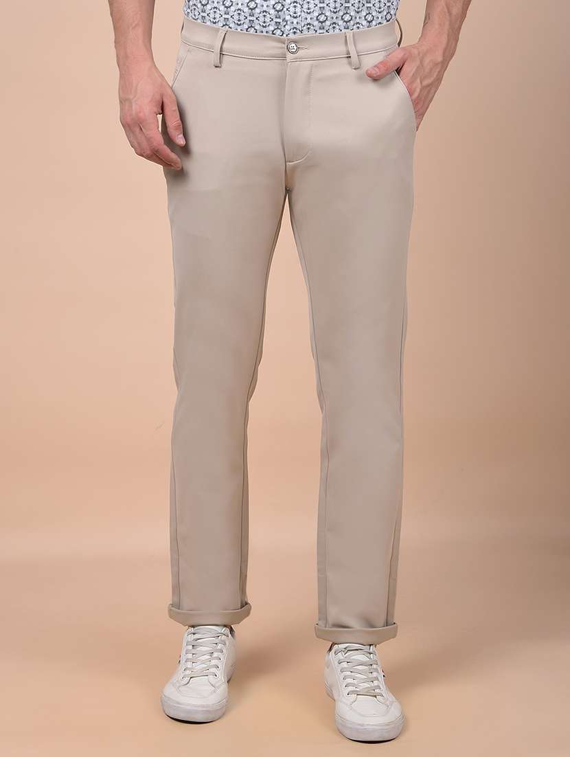 men solid mid rise flat front casual chinos  - 21987535 -  Zoom Image - 0
