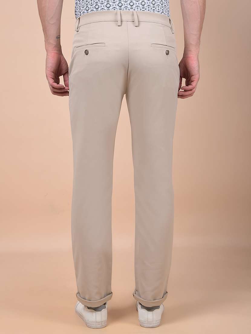 men solid mid rise flat front casual chinos - 21987535 - Standard Image - 3