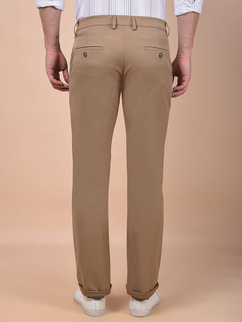 men solid mid rise flat front casual chinos - 21987536 - Standard Image - 3