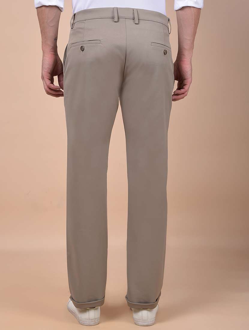men solid mid rise flat front casual chinos - 21987537 - Standard Image - 3