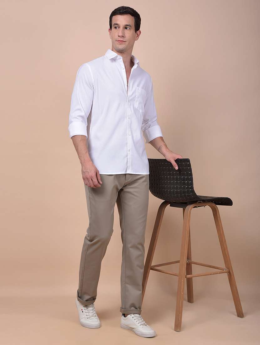 men solid mid rise flat front casual chinos - 21987537 - Standard Image - 5