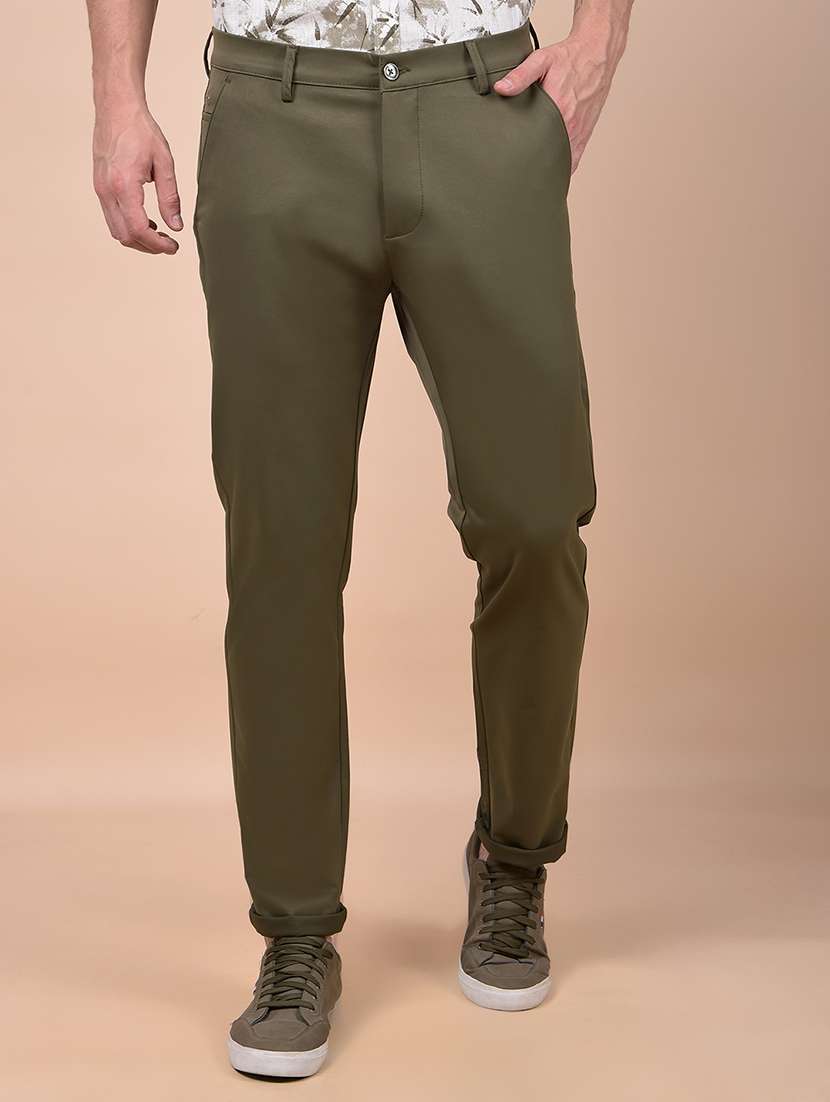 men solid mid rise flat front casual chinos  - 21987538 -  Zoom Image - 0