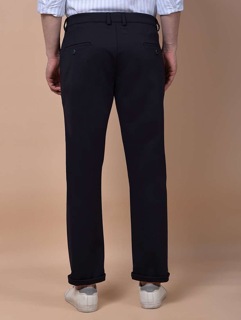 men solid mid rise flat front casual chinos  - 21987540 -  Standard Image - 3