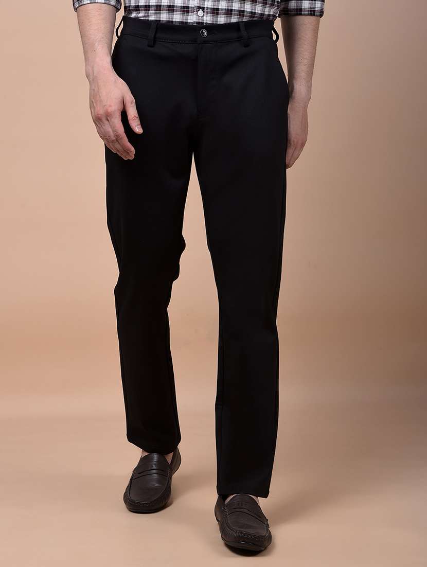 men solid mid rise flat front casual chinos 