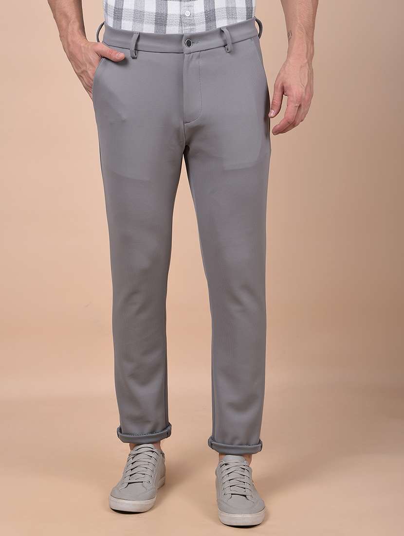 men solid mid rise flat front casual chinos - 21987543 - Zoom Image - 0