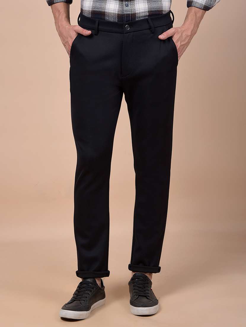 men solid mid rise flat front casual chinos 