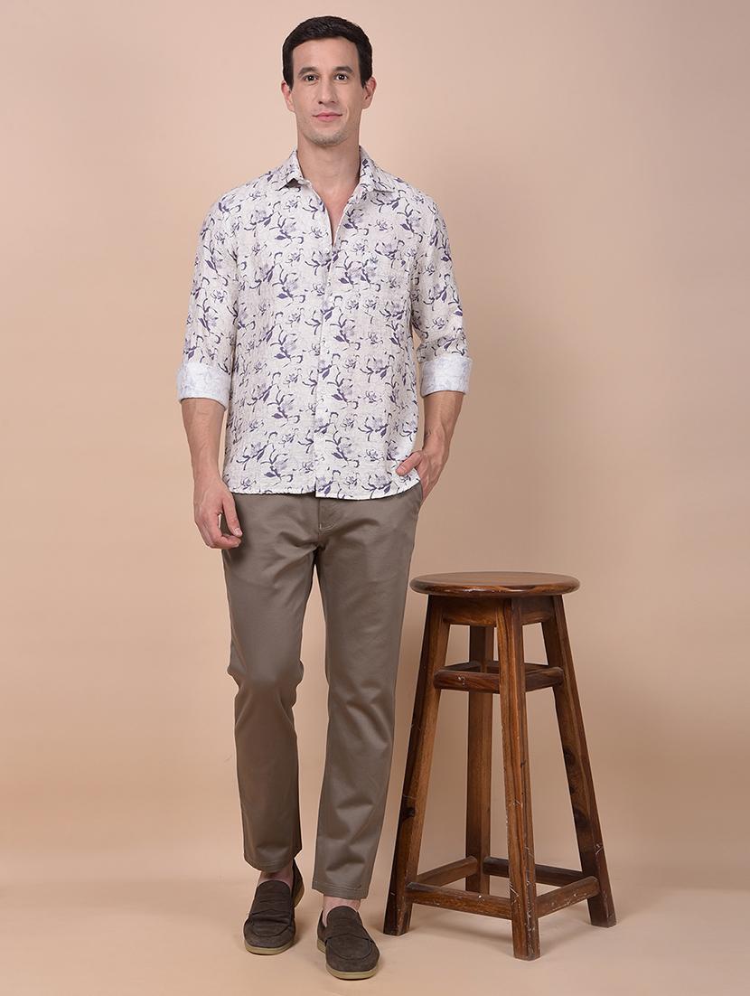 men solid mid rise flat front casual chinos - 21987549 - Standard Image - 5