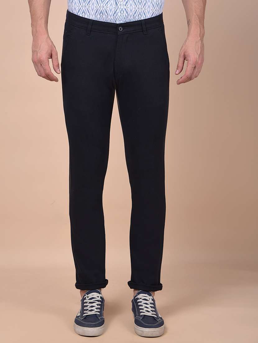 men solid mid rise flat front casual chinos 