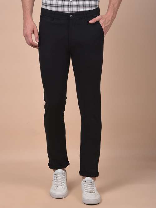 men solid mid rise flat front casual chinos - 21987554 - Standard Image - 0